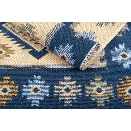 Dwustronny orientalny dywan KILIM 80x150 cm niebieski/beżowy