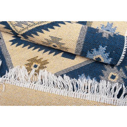 Dwustronny orientalny dywan KILIM 80x150 cm niebieski/beżowy
