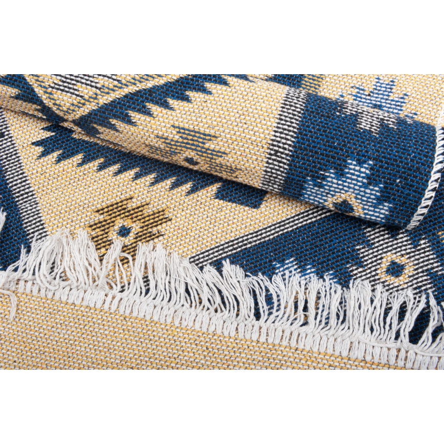 Dwustronny orientalny dywan KILIM 80x150 cm niebieski/beżowy