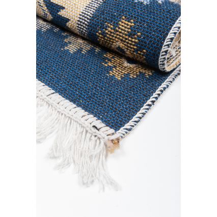 Dwustronny orientalny dywan KILIM 80x150 cm niebieski/beżowy