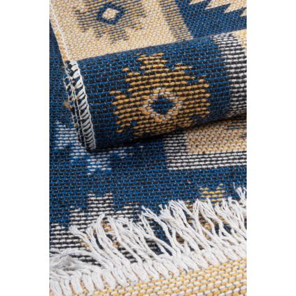 Dwustronny orientalny dywan KILIM 80x150 cm niebieski/beżowy