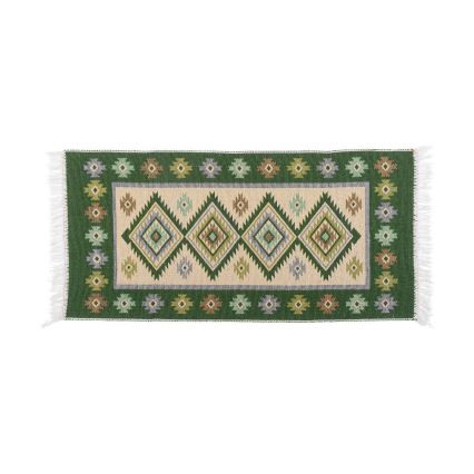 Dwustronny orientalny dywan KILIM 80x150 cm zielony/beżowy