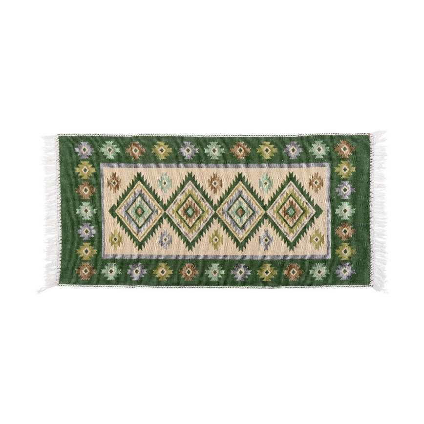 Dwustronny orientalny dywan KILIM 80x150 cm zielony/beżowy