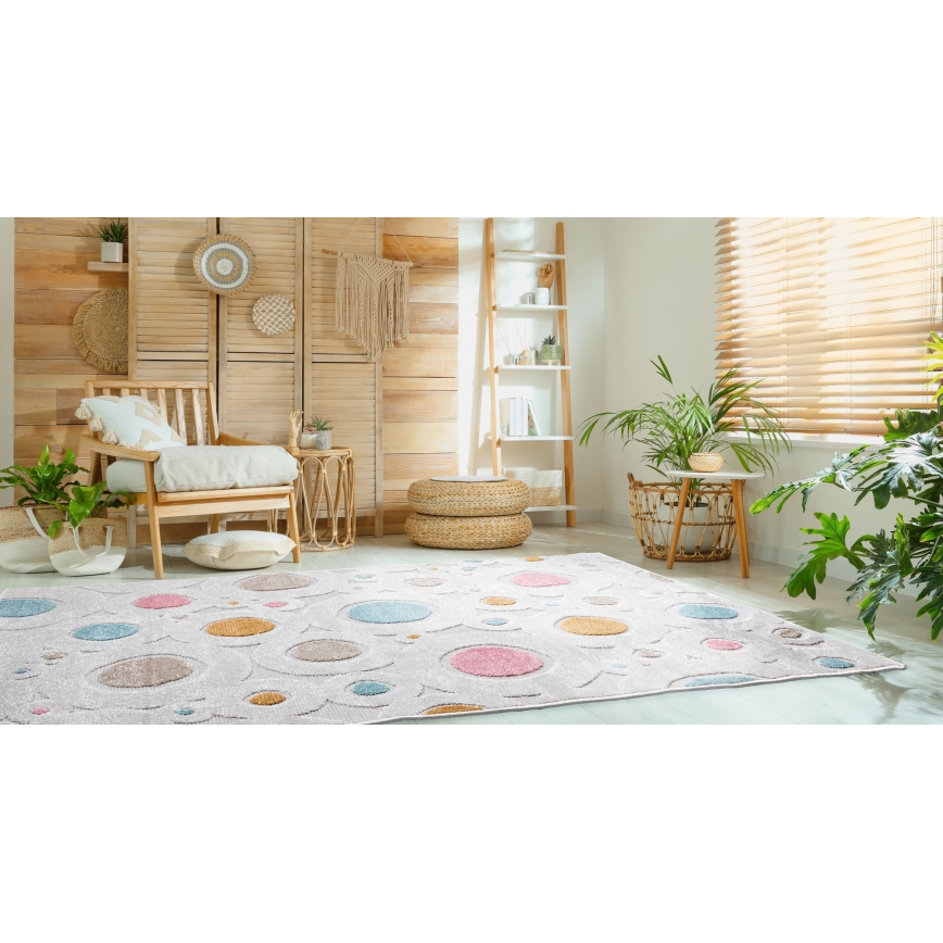 Dywan dziecięcy PIAR 80x150 cm kolorowy w kropki