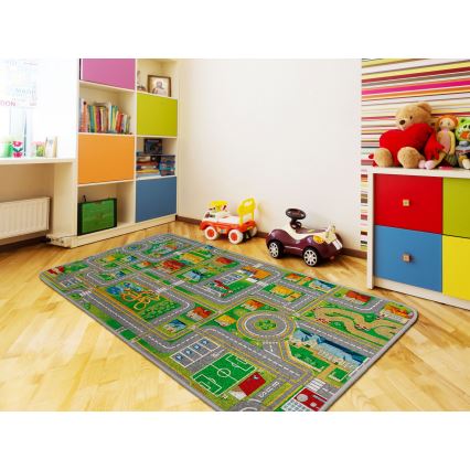 Dywan dziecięcy PLAYTOWN 200x280 cm wielobarwny/miasto