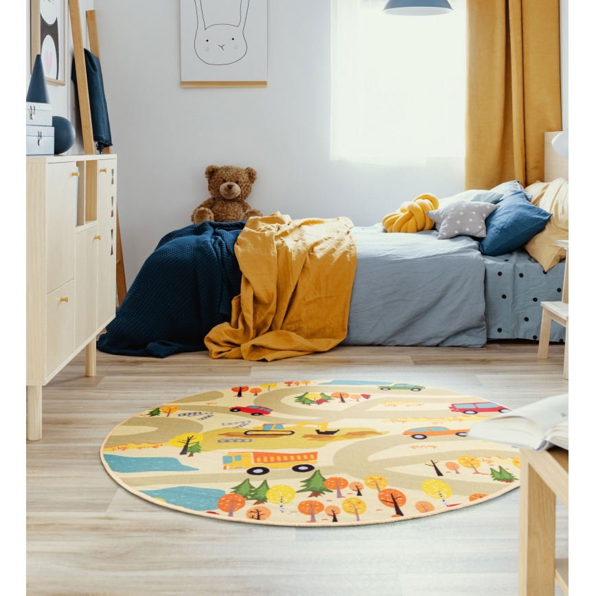 Dywan dziecięcy STELLA STREETS 120 cm beżowy/miasto