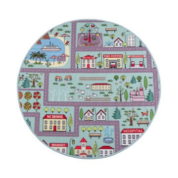 Dywan dziecięcy STELLA STREETS 120 cm turkusowy/miasto