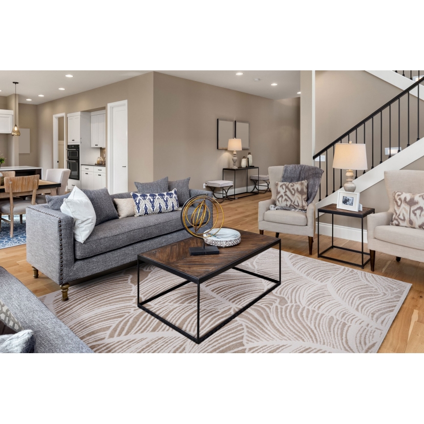 Dywan SALAMANCA 160x230 cm beżowy/biały, motyw liści