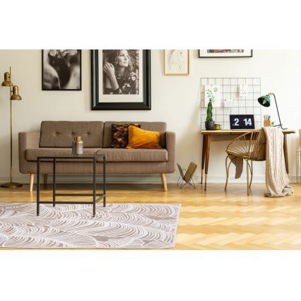 Dywan SALAMANCA 67x120 cm beżowy/biały – wzór liści