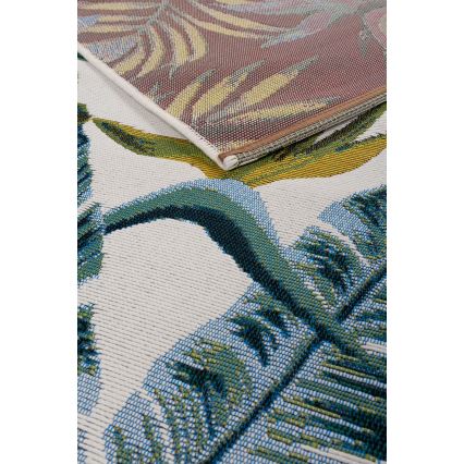Dywan zewnętrzny CAPPUCCINO 120x180 cm turkusowy/wzór liści