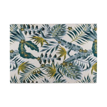 Dywan zewnętrzny CAPPUCCINO 80x165 cm turkusowy/wzór liści