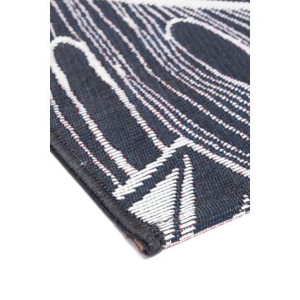 Dywan zewnętrzny JUNGLE 160x220 cm, czarny/biały, w liściasty wzór