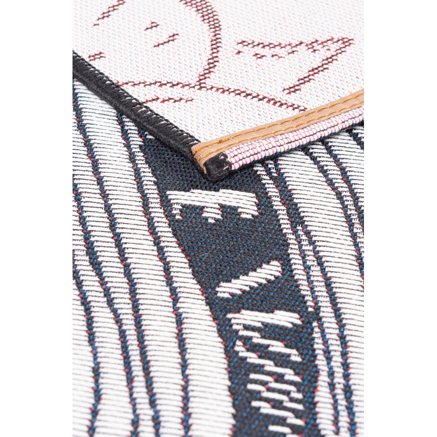 Dywan zewnętrzny JUNGLE 160x220 cm, czarny/biały, w liściasty wzór