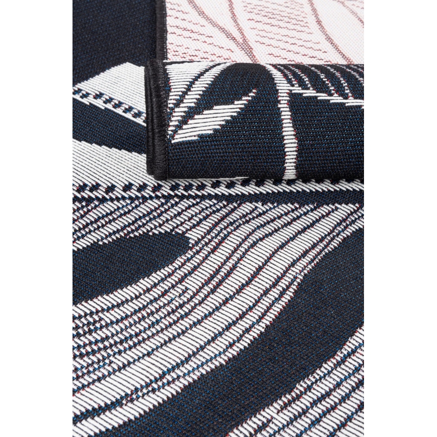 Dywan zewnętrzny JUNGLE 160x220 cm, czarny/biały, w liściasty wzór