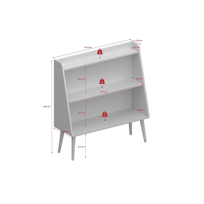 Dziecięca biblioteczka GAIA 80x81,3 cm turkus/dąb