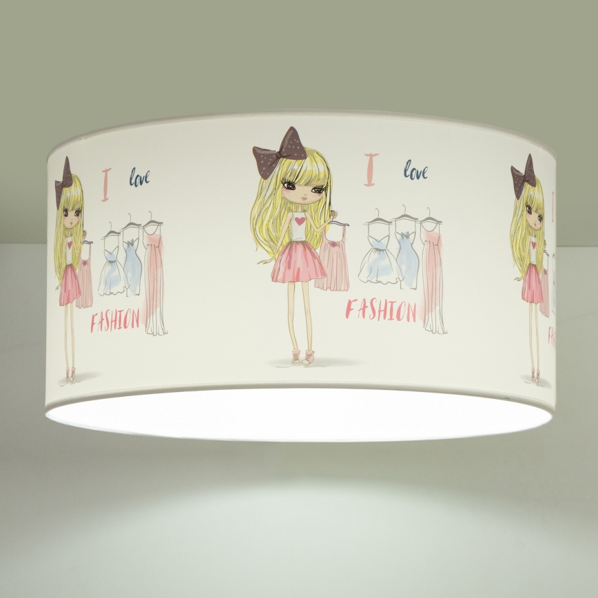 Dziecięca lampa sufitowa GIRLS VIBES 1xE27/60W/230V średnica 40 cm Kocham modę
