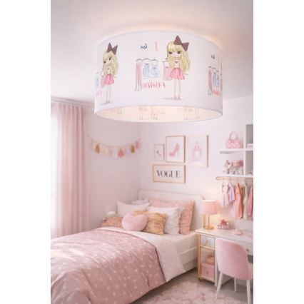 Dziecięca lampa sufitowa GIRLS VIBES 1xE27/60W/230V średnica 40 cm Kocham modę