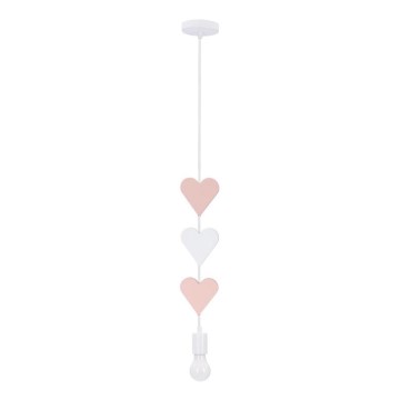 Dziecięca lampa sufitowa HEART 1xE27/20W/230V różowa/biała