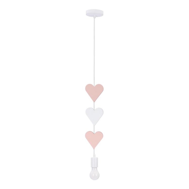 Dziecięca lampa sufitowa HEART 1xE27/20W/230V różowa/biała