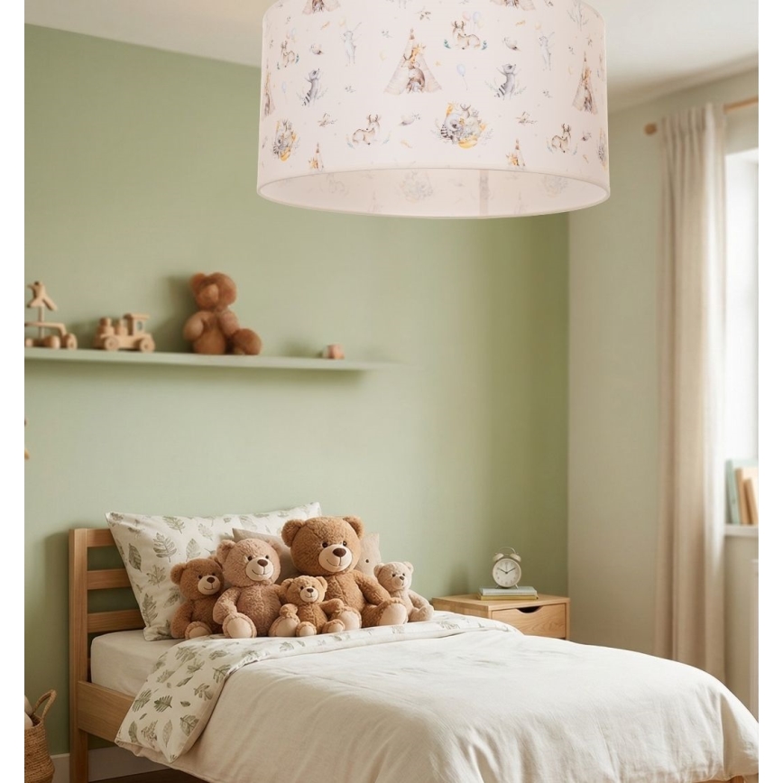 Dziecięca lampa sufitowa KIDS ROOM 1xE27/60W/230V Ø 40 cm z motywem zwierzątek