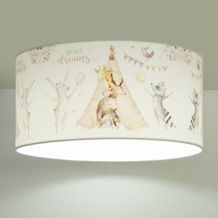 Dziecięca lampa sufitowa KIDS ROOM 1xE27/60W/230V Ø 40 cm — z motywem zwierzątek