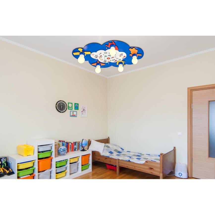 Dziecięca lampa sufitowa LUCCA 5xE27/24W/230V niebieska