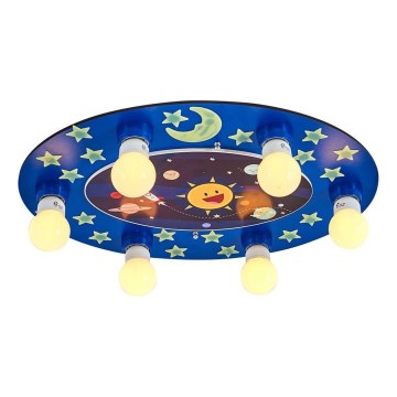 Dziecięca lampa sufitowa LUCCA 6xE27/24W/230V niebieska