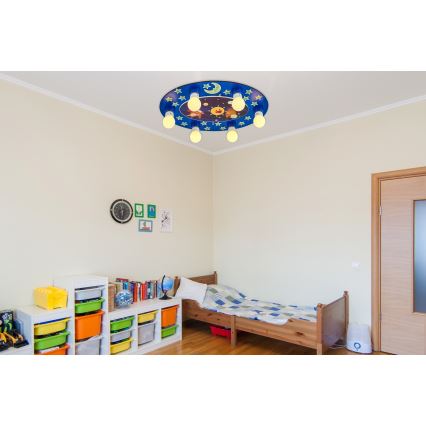 Dziecięca lampa sufitowa LUCCA 6xE27/24W/230V niebieska