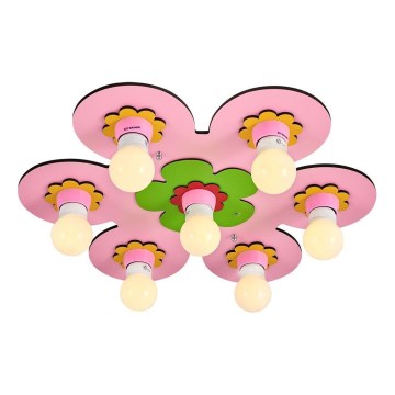 Dziecięca lampa sufitowa LUCCA 7xE27/24W/230V różowa