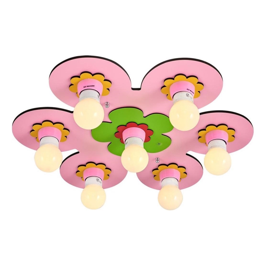 Dziecięca lampa sufitowa LUCCA 7xE27/24W/230V różowa