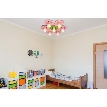 Dziecięca lampa sufitowa LUCCA 7xE27/24W/230V różowa