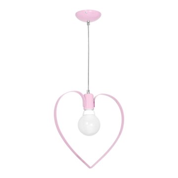 Dziecięca lampa wisząca LOVE 1xE27/60W/230V jasnoróżowa