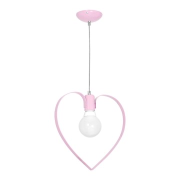 Dziecięca lampa wisząca LOVE 1xE27/60W/230V jasnoróżowa