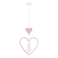 Dziecięca lampa wisząca na przewodzie HEART 1xE27/20W/230V różowa/biała