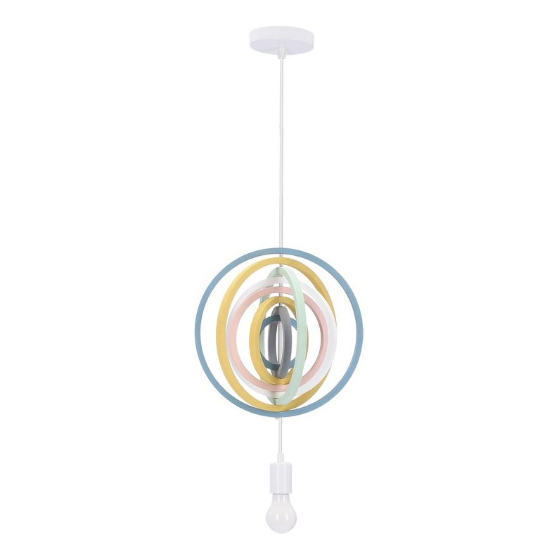 Dziecięca lampa wisząca na przewodzie HOOPS 1xE27/20W/230V, średnica 27 cm, wielobarwna