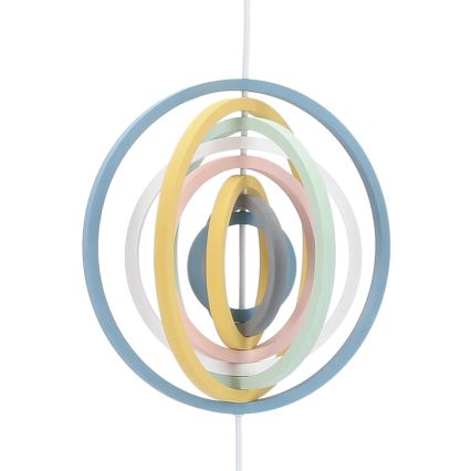 Dziecięca lampa wisząca na przewodzie HOOPS 1xE27/20W/230V, średnica 27 cm, wielobarwna