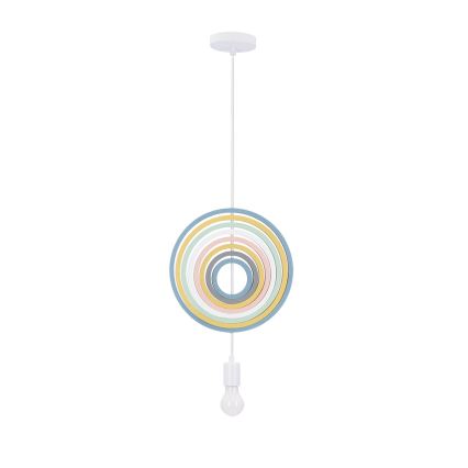 Dziecięca lampa wisząca na przewodzie HOOPS 1xE27/20W/230V, średnica 27 cm, wielobarwna