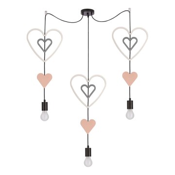Dziecięca lampa wisząca na przewodzie TRIO 3xE27/20W/230V różowy/biały/szary