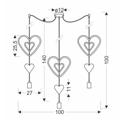 Dziecięca lampa wisząca na przewodzie TRIO 3xE27/20W/230V różowy/biały/szary