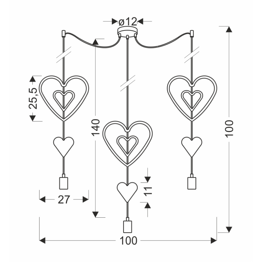 Dziecięca lampa wisząca na przewodzie TRIO 3xE27/20W/230V różowy/biały/szary