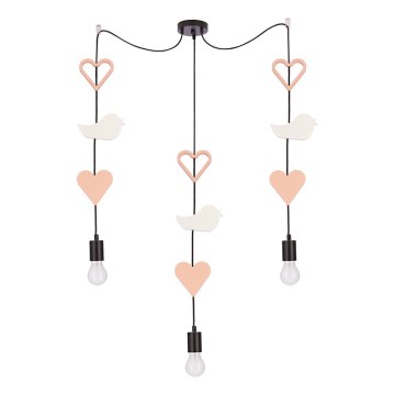 Dziecięca lampa wisząca TRIO 3xE27/20W/230V różowy/biały