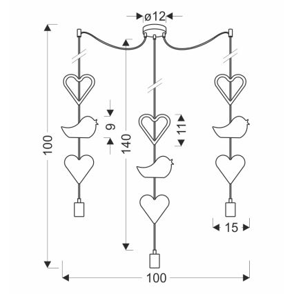 Dziecięca lampa wisząca TRIO 3xE27/20W/230V różowy/biały