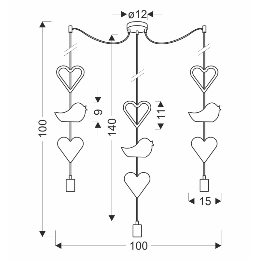 Dziecięca lampa wisząca TRIO 3xE27/20W/230V różowy/biały