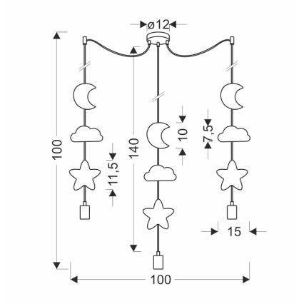 Dziecięca lampa wisząca TRIO 3xE27/20W/230V żółty/niebieski