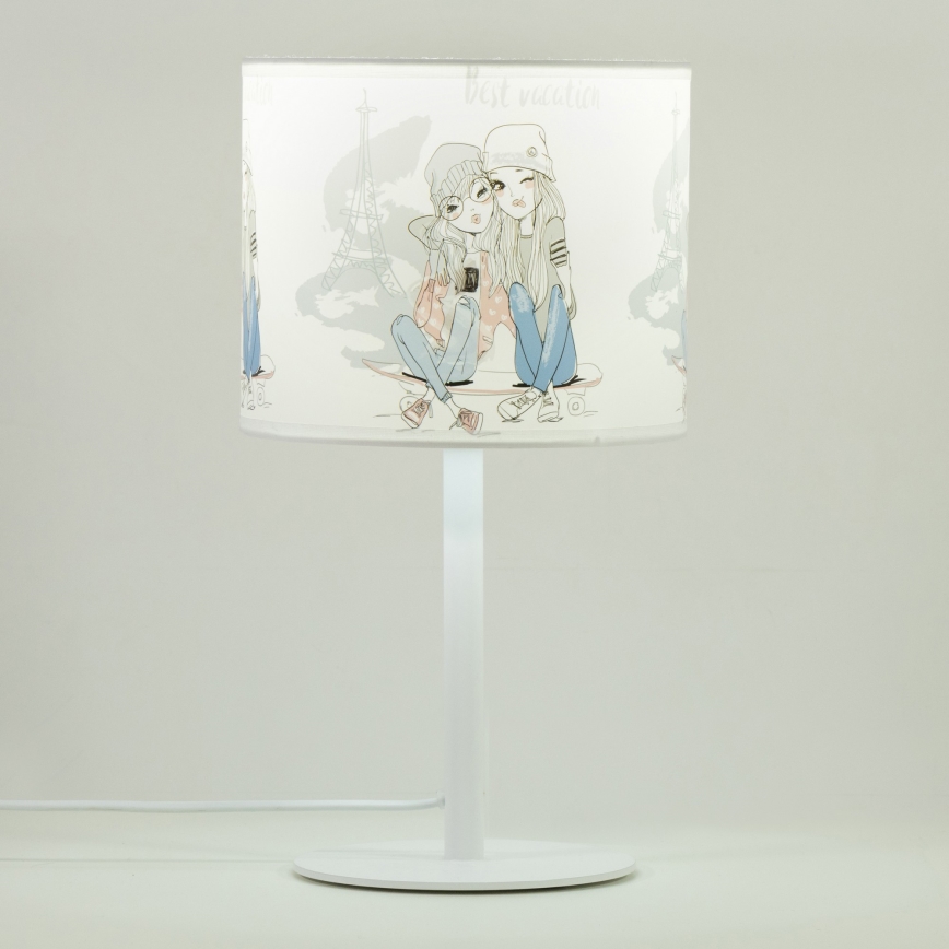 Dziecięca lampka stołowa GIRLS VIBES, 1x E27/60W/230V, Ø 18 cm Paris
