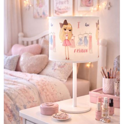 Dziecięca lampka stołowa GIRLS VIBES 1xE27/60W/230V średnica 18 cm Kocham modę
