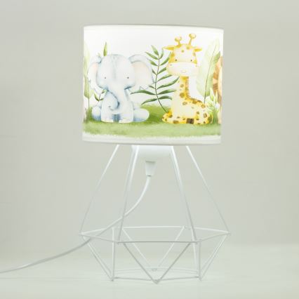 Dziecięca lampka stołowa KIDS ROOM 1x E27, max. 60 W, 230 V, średnica 18 cm, motyw dżungli