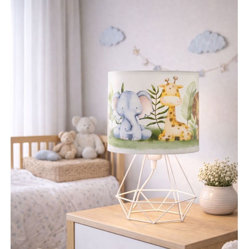 Dziecięca lampka stołowa KIDS ROOM 1x E27, max. 60 W, 230 V, średnica 18 cm, motyw dżungli