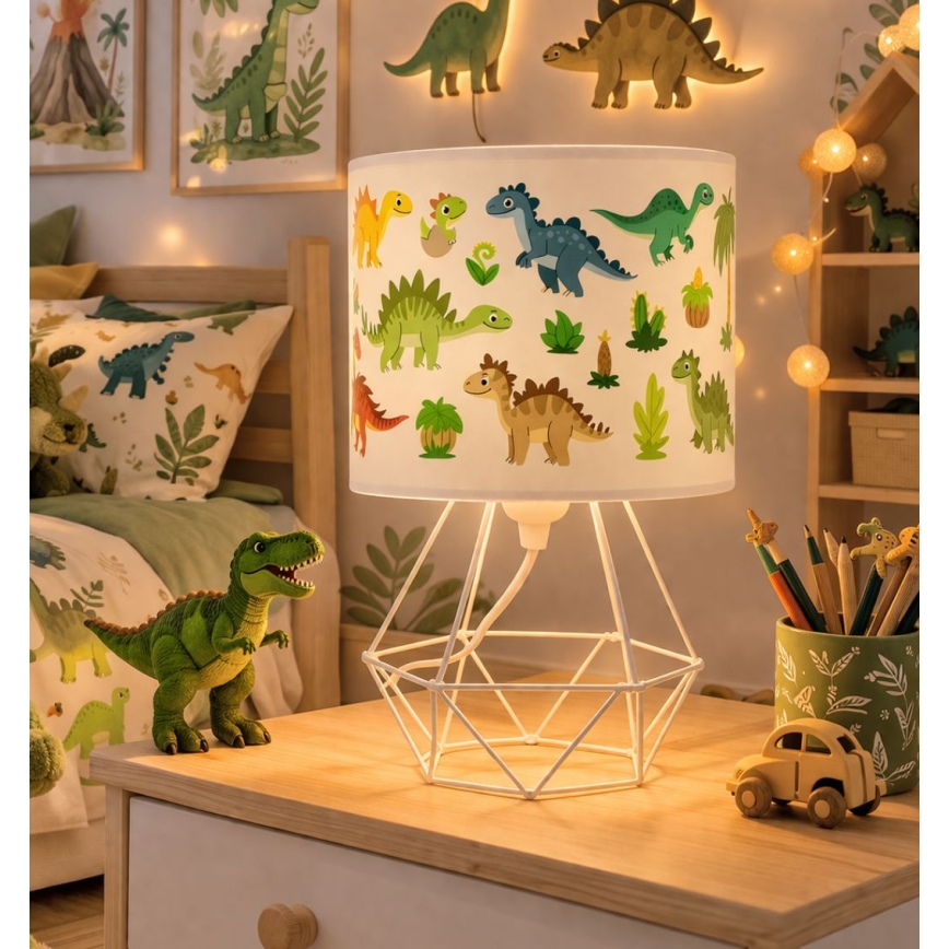 Dziecięca lampka stołowa KIDS ROOM 1xE27/60W/230V śr. 18 cm dinozaur