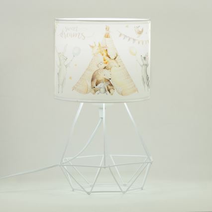Dziecięca lampka stołowa KIDS ROOM 1xE27/60W/230V śr. 18 cm z motywem zwierzątek